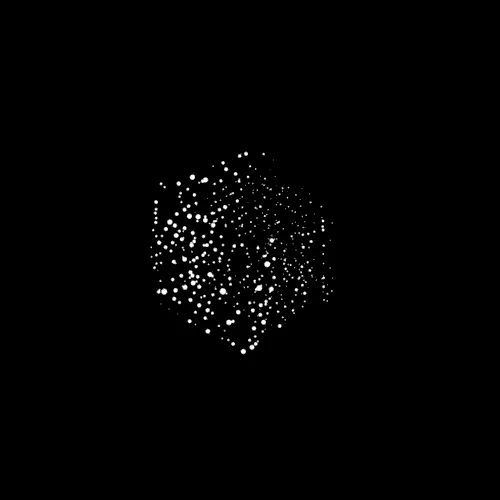 White particle data sphere on a black background
